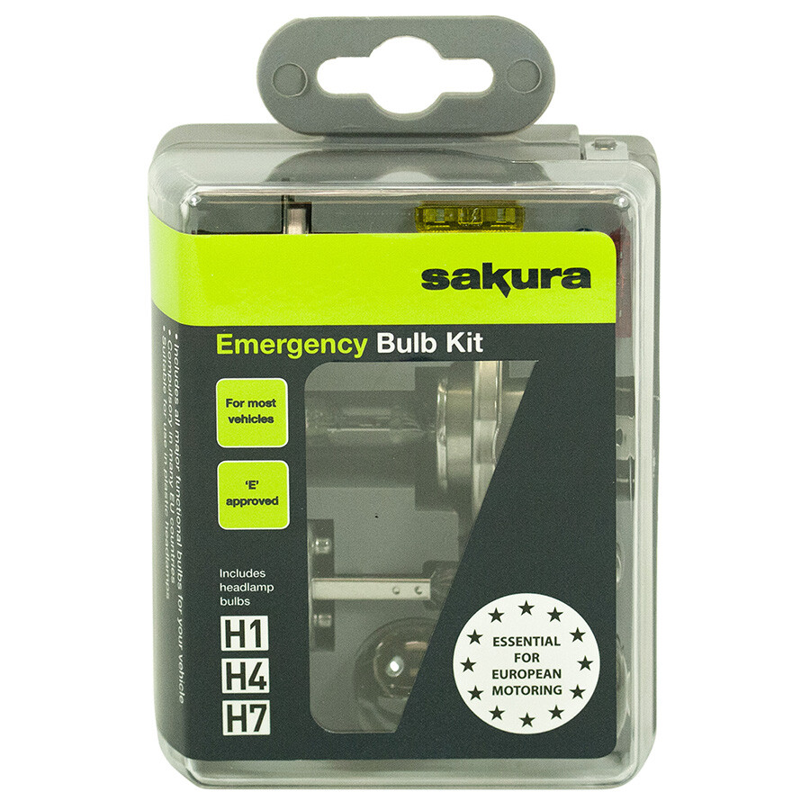 Sakura Essential Emergency Car Spares Bulb H1 H4 H7 Kit