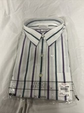 Arrow Mens XXL 18-36 Classic Fit Button Down Casual Shirt Striped Purple Green