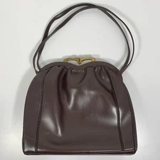 Bags By Merit 50s 60s Brown Brown Leather Frame Handbag Vtg Purse Hand Bag