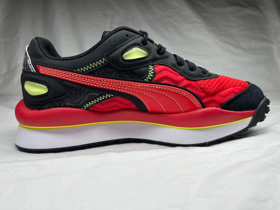 Puma Street Rider Bizerk Boys Sneakers Lace Up 7C Red Black Shoes 375112-02 - Image 4 of 4