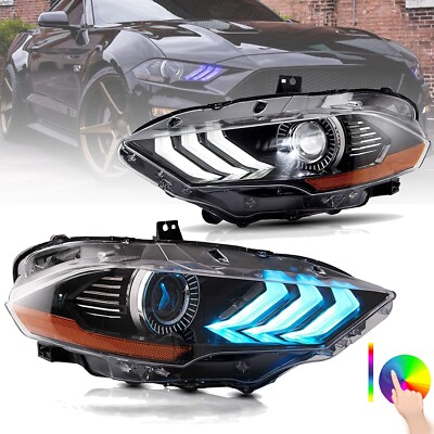 VLAND FULL LED Headlights w/ RGB DRL for Ford Mustang 2018-2021 with Sequential 