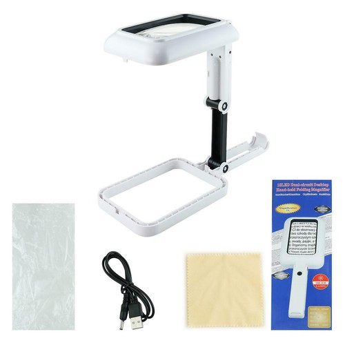 USB Handheld Desktop Folding Magnifying Glass Desk Lamp Magnifier with 18 LED - Picture 8 of 12
