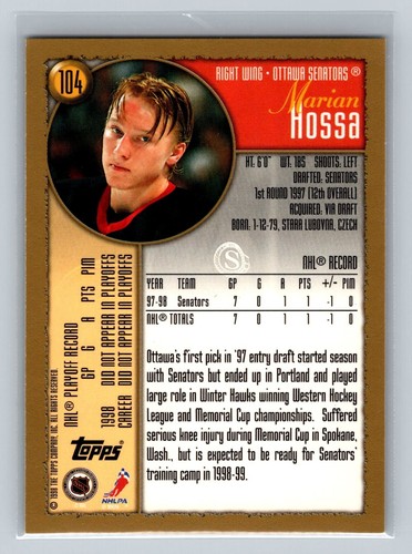 1998-99 Topps - Marian Hossa - #104 - Ottawa Senators - Picture 2 of 2