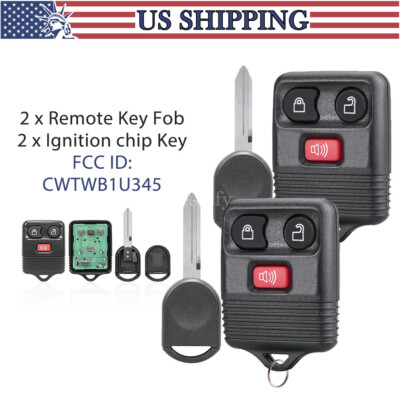 2 For 2004 - 2010 Ford F150 F250 F350 F450 Car Fob Keyless Entry + Key 4D63 Chip
