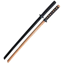 Two 40" Wooden Daito Bokken Practice Training Japanese Samurai Sword Katana Set