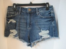 SO Cut-Off Jean Shorts Juniors 11 Dark Blue Distressed Stretch High Rise NWT