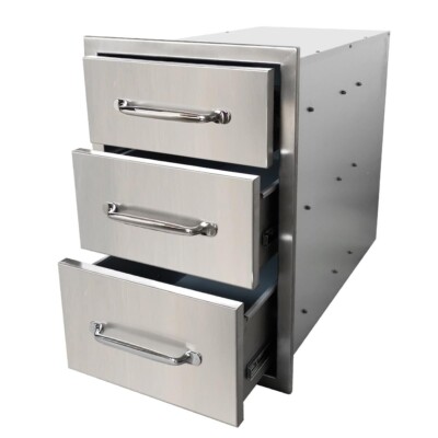 23'' L x 14'' W x 20.5'' H BBQ Drawers 3-Layer Stainless Steel for Outdoor