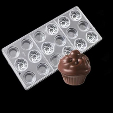 3 D Muffin Cupcake Cup Shape Pc Polycarbonate Chocolate Candy Mold Moulds DIY 