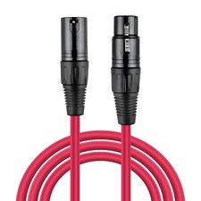 3ft 3-Pin XLR Male to Female Balanced Cable 3ft Length Red Color Microphone Cord