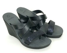 Nuevas Sandalias Grendha Vegan Negras Tanga Cuña Tirantes Sin Cordones Recicladas Para Mujer 9 M