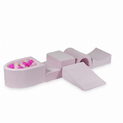 Schaumstoffspielplatz mit Brücke und Pool Micro Soft Light Pink + 100 Bälle