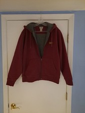 Men's LL Bean Katahdin Iron Works Hooded Sweatshirt Sherpa Fleece Lined Brown M