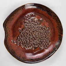 Handmade Cermamic Garlic Cheese Grater Plate Stoneware Jasper Red Made in USA