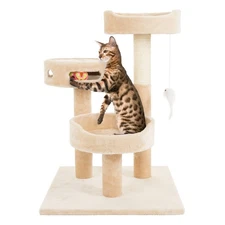 Cat Tree - 3-Tier Tall Cat Tower Condo with 2 Napping Perches, Sisal Rope Scr...