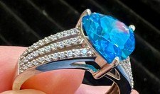 NWT Bella Luce Sterling Silver Size 9 Neon Apatite Stimulant Vivid Blue