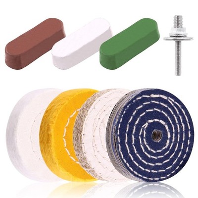 8 Pcs 3 Inches Buffing Polishing Wheel Kit 3 pcs Polish Compound, Soft/Fine/Med