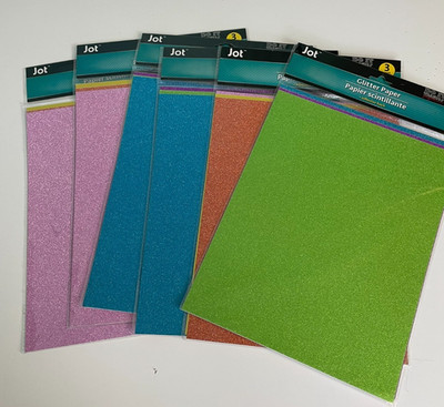 Glitter Paper Adhesive Backed Lot of 6 Packages-3 Sheets Per Pack Multi Colored