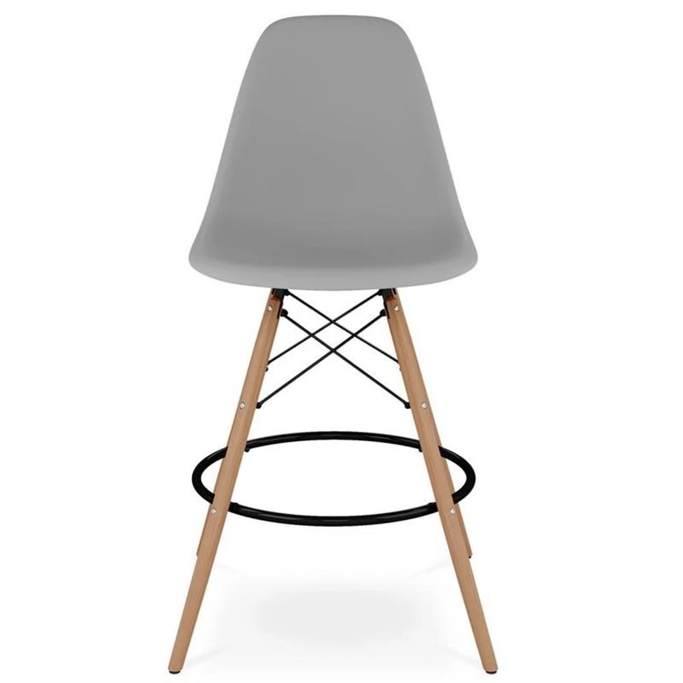 Aron Living Pyramid 28" Plastic and Wood Counter Stool in Gray - Image 2 of 4