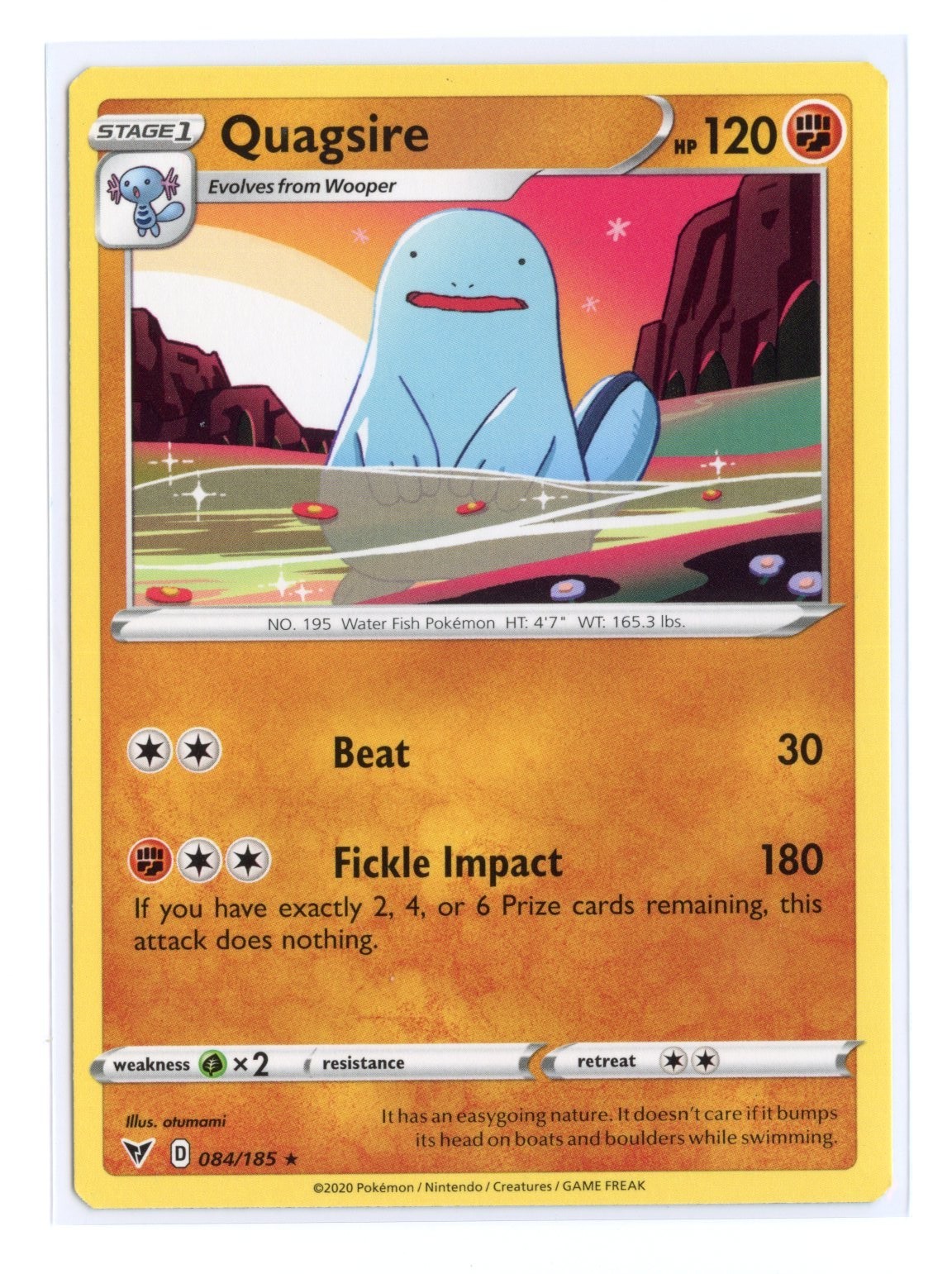 Quagsire 084/185 Rare Normal SWSH04: Vivid Voltage Pokemon NM