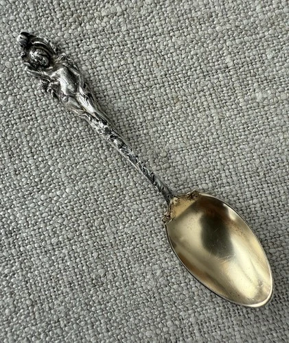 Reed & Barton Sterling Silver Demi Spoon Love Disarmed 4-1/8” Gold Wash  13.3g