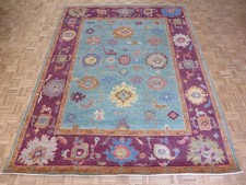 9'1 x 11'11 Hand Knotted Sky Blue Colorful Turkish Oushak Oriental Rug G16096