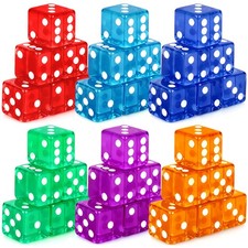 36 Piece 19mm Casino Style Craps Dice Sets Acrylic Translucent D6 Dice Bulk S