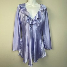 Frederick's of Hollywood Womens Lavender Satin Ruffle Nightgown Tunic Lingerie M