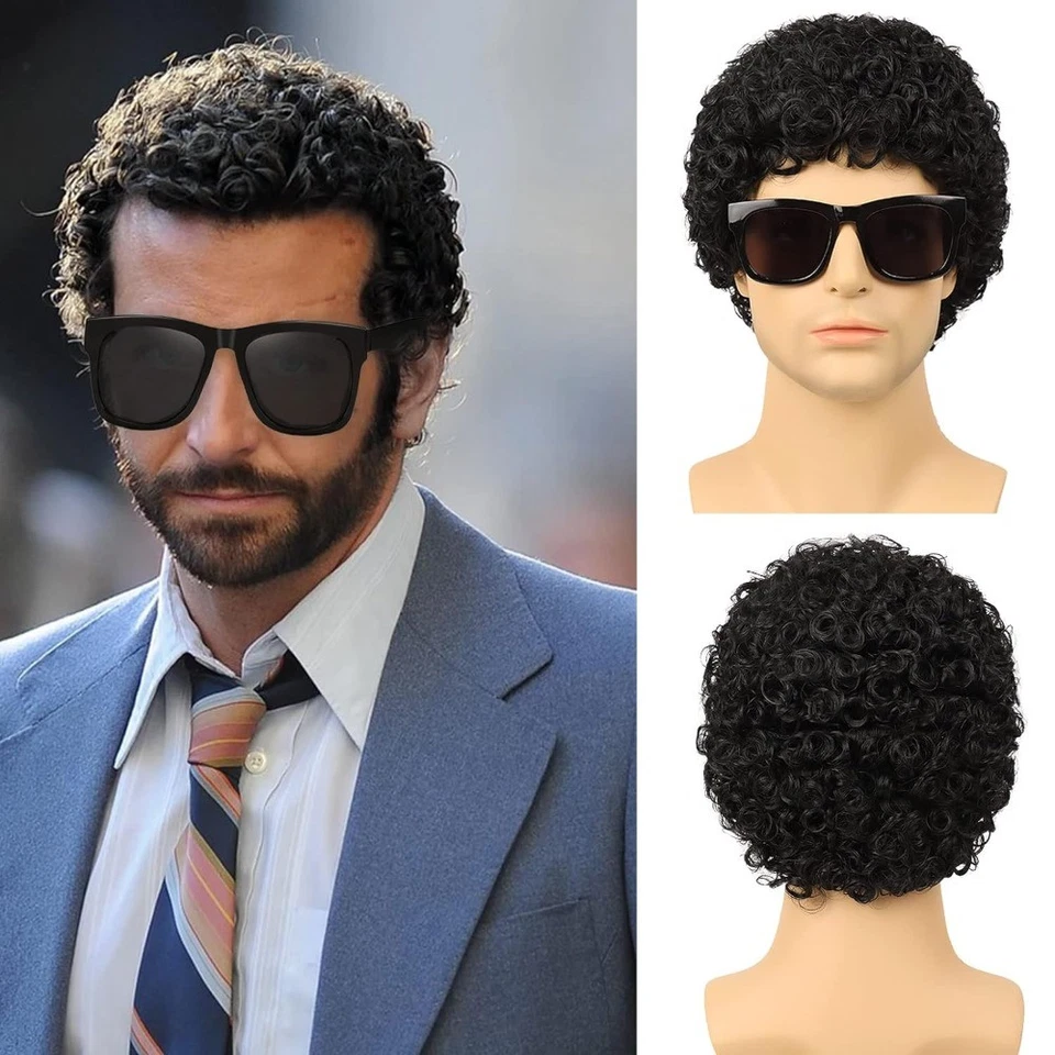 Synthetic Men's Curly Afro Wigs Short Curly Wig for Rocker Wig Halloween - Image 2 of 4
