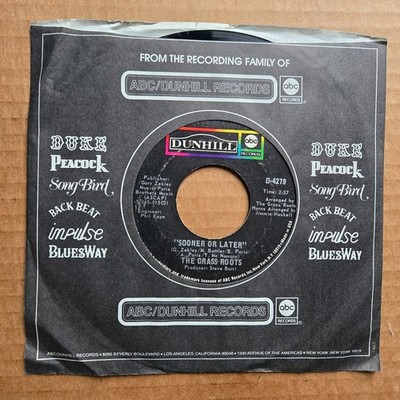 THE GRASS ROOTS Sooner Or Later/I Can Turn Off The Rain 45 7'' Record Vinyl