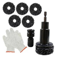 Wheel Hub Cleaning Tool Kit with 5 Pads  Gloves, Brake Rotor Black
