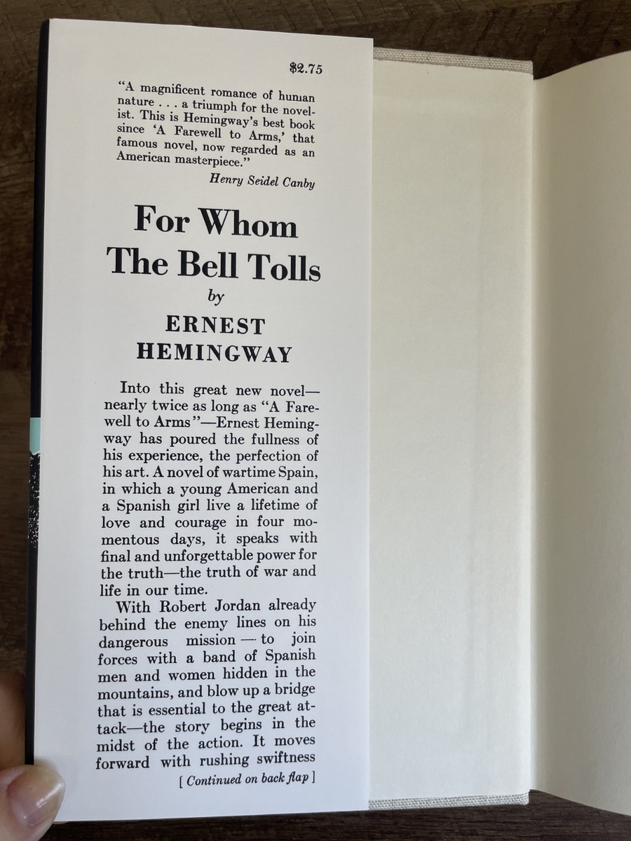 For Whom The Bell Tolls E. Hemingway First Edition Library