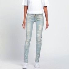 MET JEANS | Jeans skinny da donna in denim abbagliato effetto invecchiato