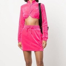 NEW Adidas X Jeremy Scott Solar Pink Velour Mini Skirt Size Small