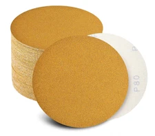 SATC 50 Pack 6 In Gold Sandpaper No Hole Hook & Loop Grip Sanding Disc 600 Grit
