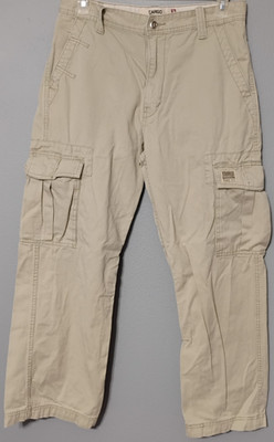 Levis Cargo Loose Straight Pants Mens 32x30 Beige Workwear Button Pckts. Zip Fly