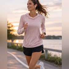 Zella Women's Pink Lightweight Hoodie Top Sz Large Running Training Activewear