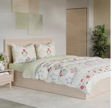 Supersoft by Cozee Home 4 Pc Duvet Set White And Sage Green Printed - Super King