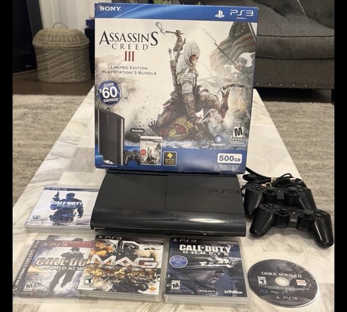 Sony PS3 Super Slim 250GB Console CIB Bundle 2 OEM Controllers 5 Games thumbnail 2