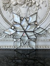 Vtg Beveled Glass 6 Point Star Prism Sun Catcher 8 Tall Artist Signed Excellent