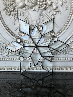 Vtg Beveled Glass 6 Point Star Prism Sun Catcher 8  Tall Artist Signed Excellent