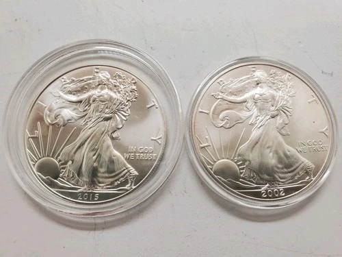 .999 Fine Silver Round 2 - 1 oz - Walking Liberty 2002 & 2015