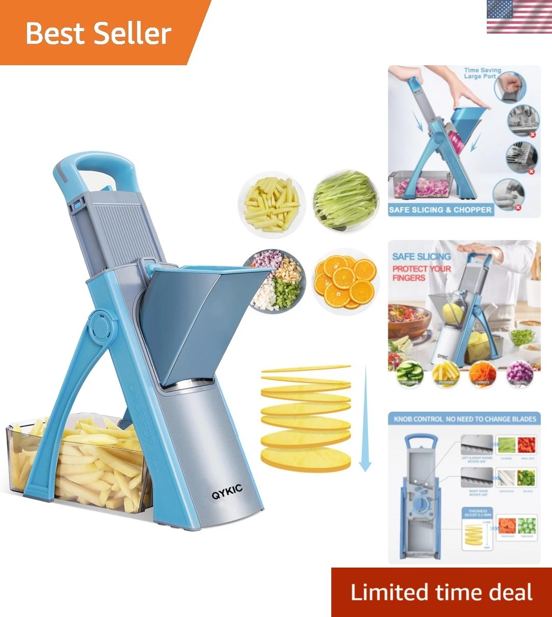 Upgrade Safe Mandoline Slicer for Kitchen, Vegetable Chopper and Slicer, Pota...
Opens in a new wind