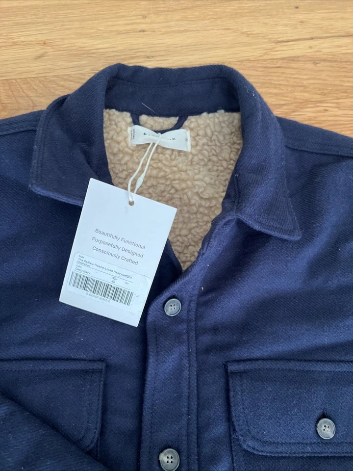 Sobrecamisa Chaqueta Everlane ReNew Forrada de Vellón Pesada Azul Marino XS Unisex Foto 2 de 4
