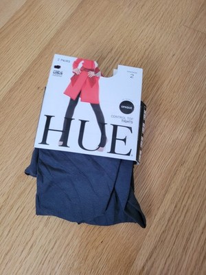 New HUE Women's  Opaque Tights 40 Den, Black/ Graphite, Size 2 (S/M) , 2-pack 