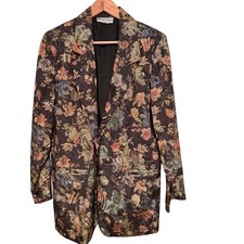 Vintage Metallic Floral Jacquard Tapestry Jacket Size M Whimsigoth Fairy Grunge