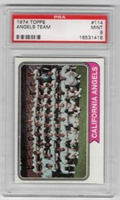 1974 Topps Baseball #114 California Angels Team Photo PSA 9