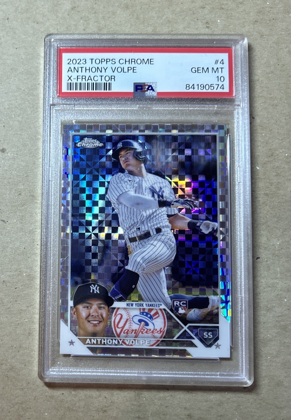 2023 Topps Chrome Baseball Anthony Volpe Xfractor Rookie Card #4 PSA 10