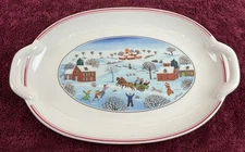 Villeroy & Boch 1748 Naif Christmas Laplau Handled Pickle Dish DISCONTINUED EUC