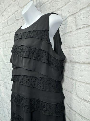 M&Co Botique Pencil Dress Size 18 Black Lace Chiffon Layers Romantic Tiered BNWT - Picture 4 of 11