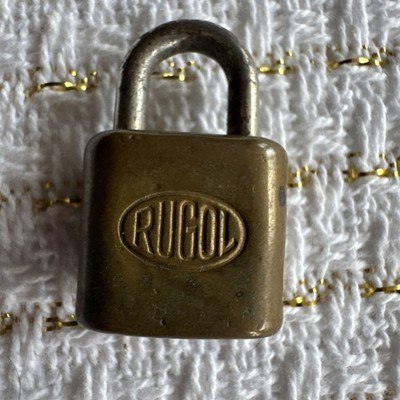 Vintage Rugol Padlock Without Key Antique Brass Lock - Small 1.25 